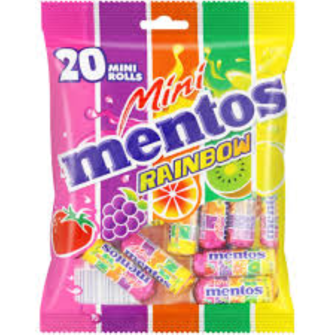 MENTOS MINI ROLLS RAINBOW 200G